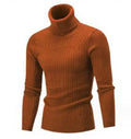 Men's slim-fit high neck twist knit sweater in beige, acrylic blend, long sleeve pullover