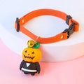 Halloween dog collar with cartoon pattern showing size options XS, S, M, L