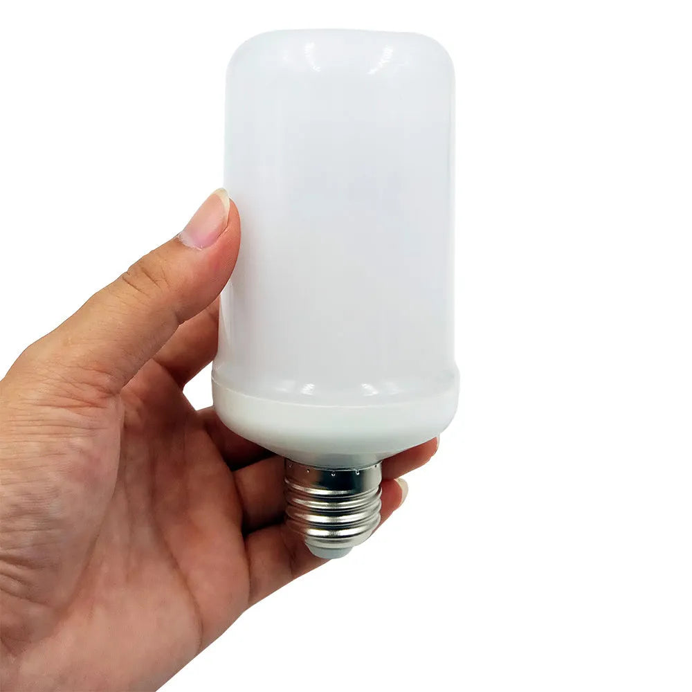 LED decorative bulb emitting a warm, orange flickering light that mimics a flame.