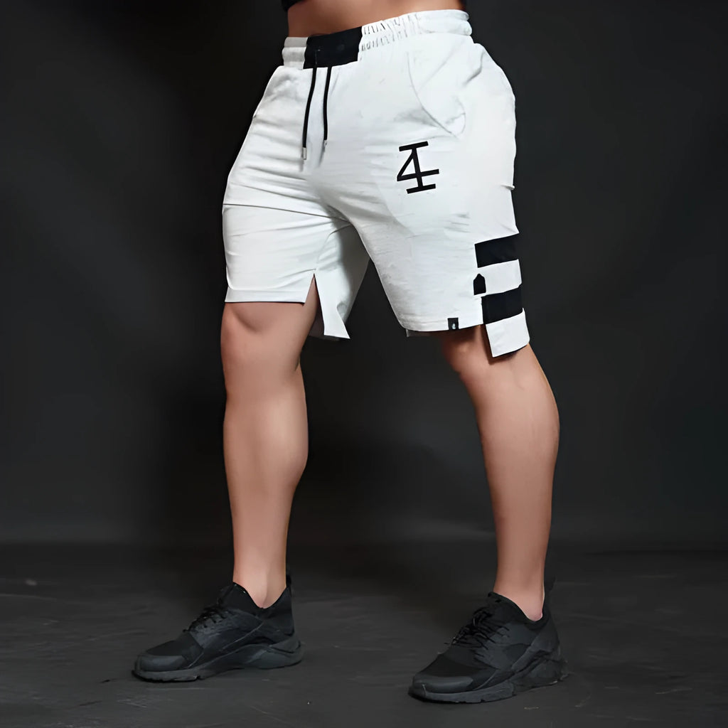 Cotton blend hip hop sports shorts for men in black, size M to XXL with waist 72-84cm