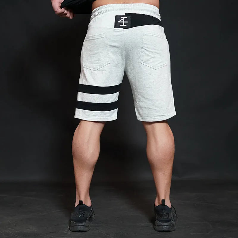 Cotton blend hip hop sports shorts for men in black, size M to XXL with waist 72-84cm
