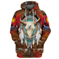 Men's loose fit digital print polyester hoodie with 3D effect pattern, long sleeves, hooded