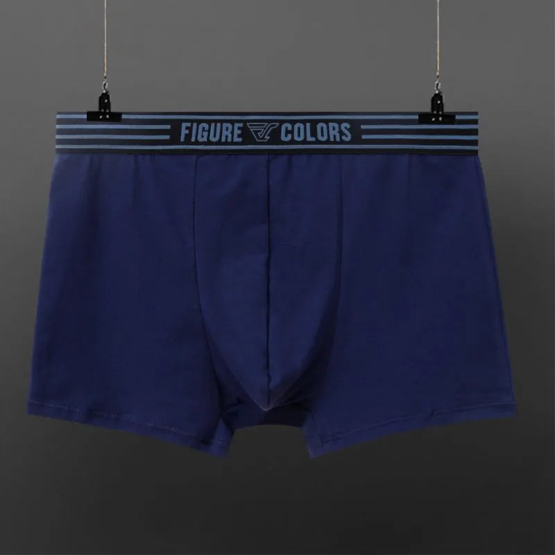 Men's cotton knitted low-waist boxers in solid colours, size range M to 3XL, nine colour options