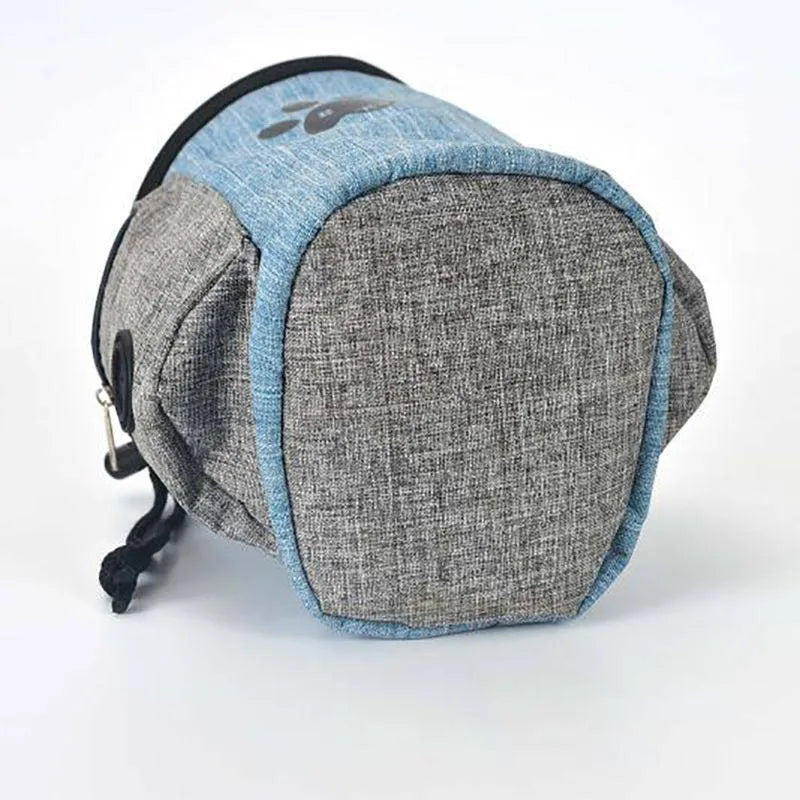 Oxford cloth dog food bag under 20L with animal pattern, medium soft puppy snack bag in blue, coffee or red