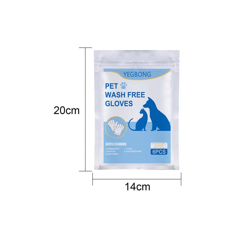 Pack of six disposable aluminium foil pet grooming gloves for cat and dog hair removal, bagged