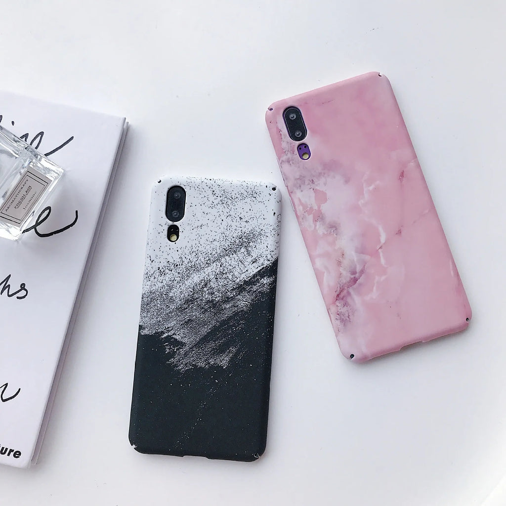 Painted solid colour phone case for Huawei and Honor smartphones in black or pink