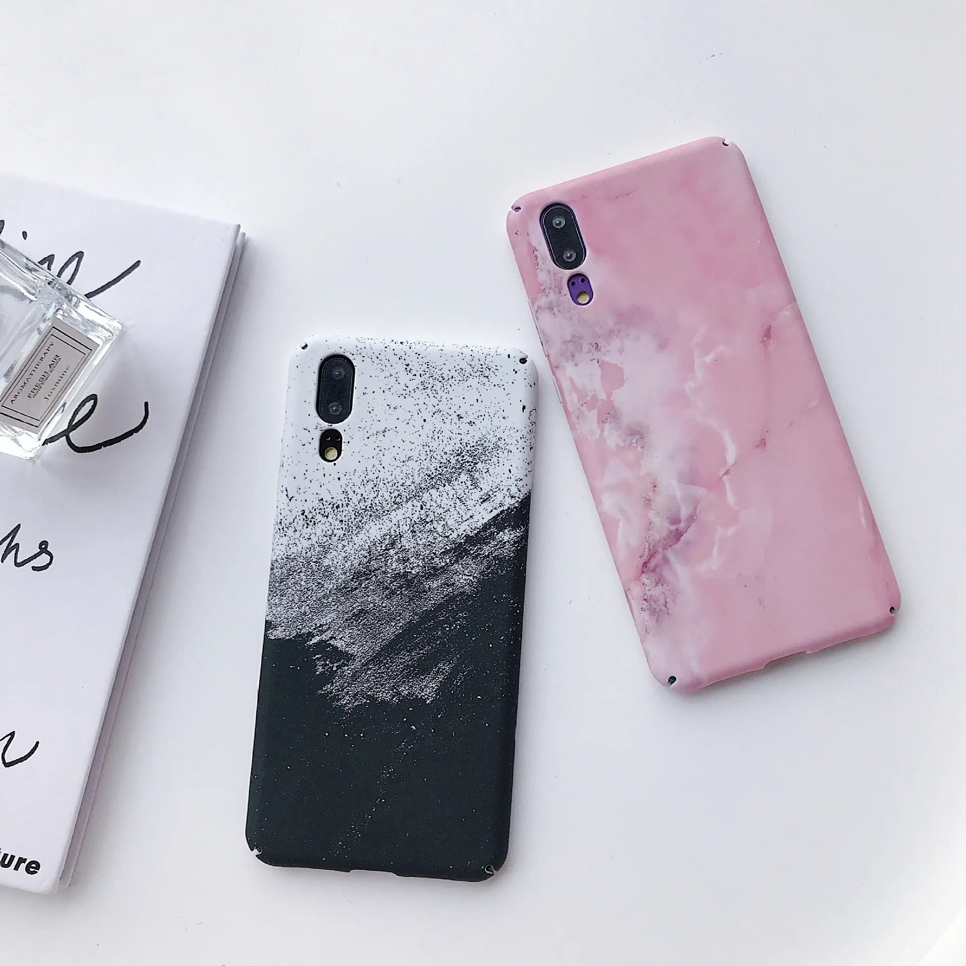 Painted solid colour phone case for Huawei and Honor smartphones in black or pink