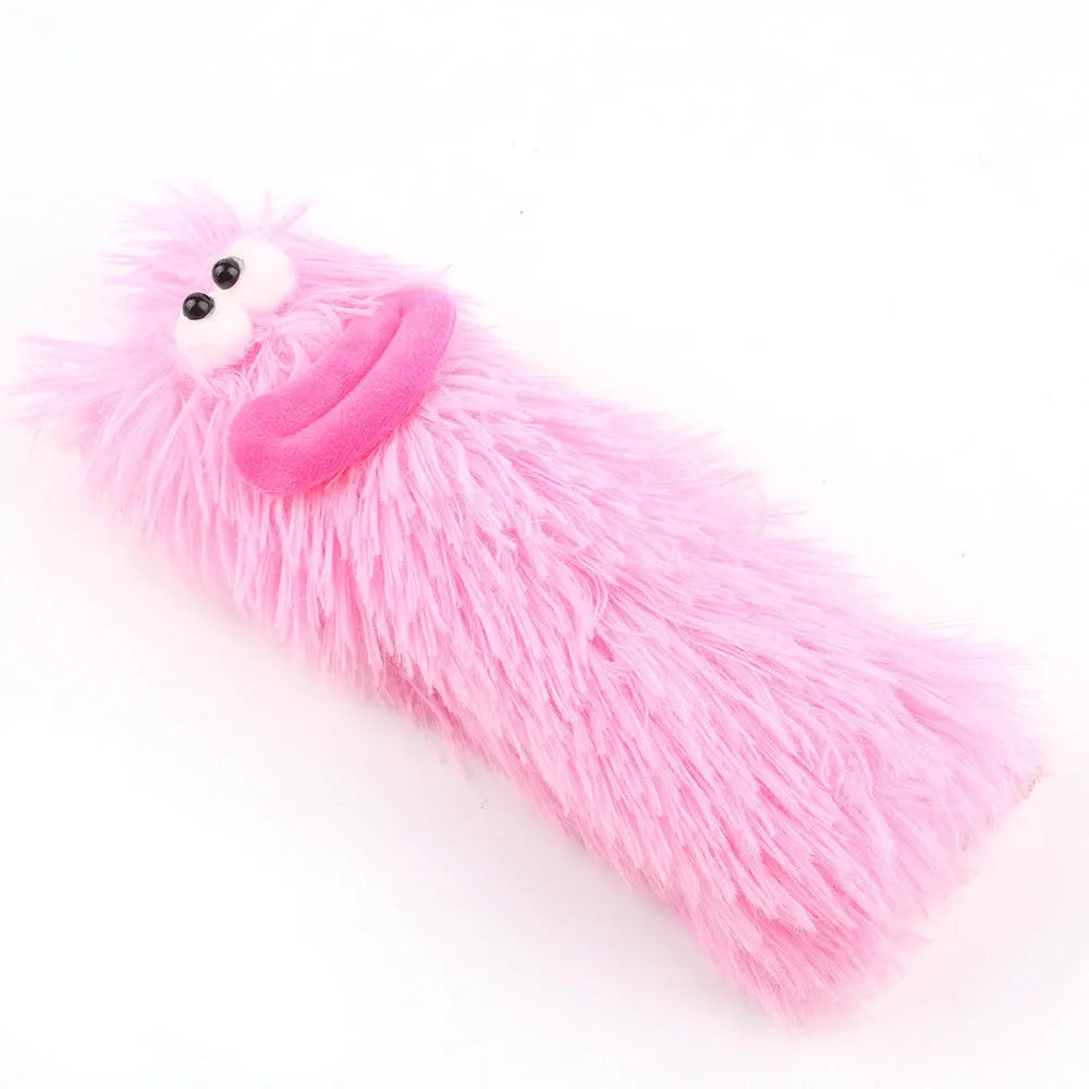 Soft plush interactive cat toy with catnip and crinkle sound feature in assorted colours.