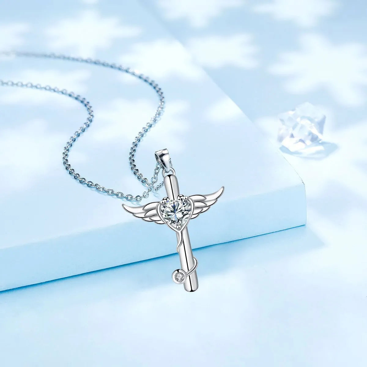 Copper cross stethoscope necklace with personality wings design in electroplated finish
