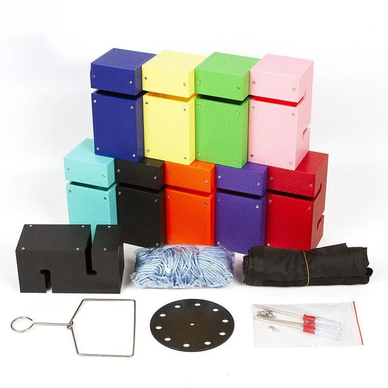 ABS plastic team building tower kit with pull ropes and multiple coloured components for group collaboration activities