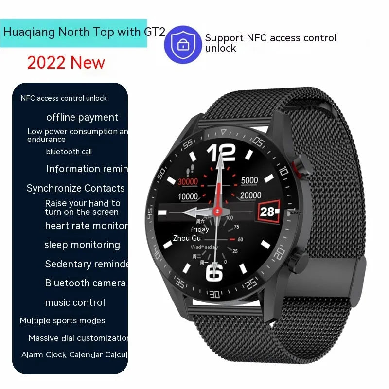 Black smart watch with 1.3 inch touch screen and Bluetooth calling feature on wrist