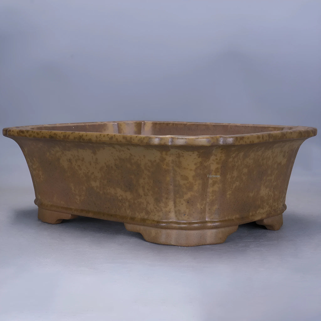 Large rectangular purple sand clay floor planter with modern minimalist design on a wooden floor.