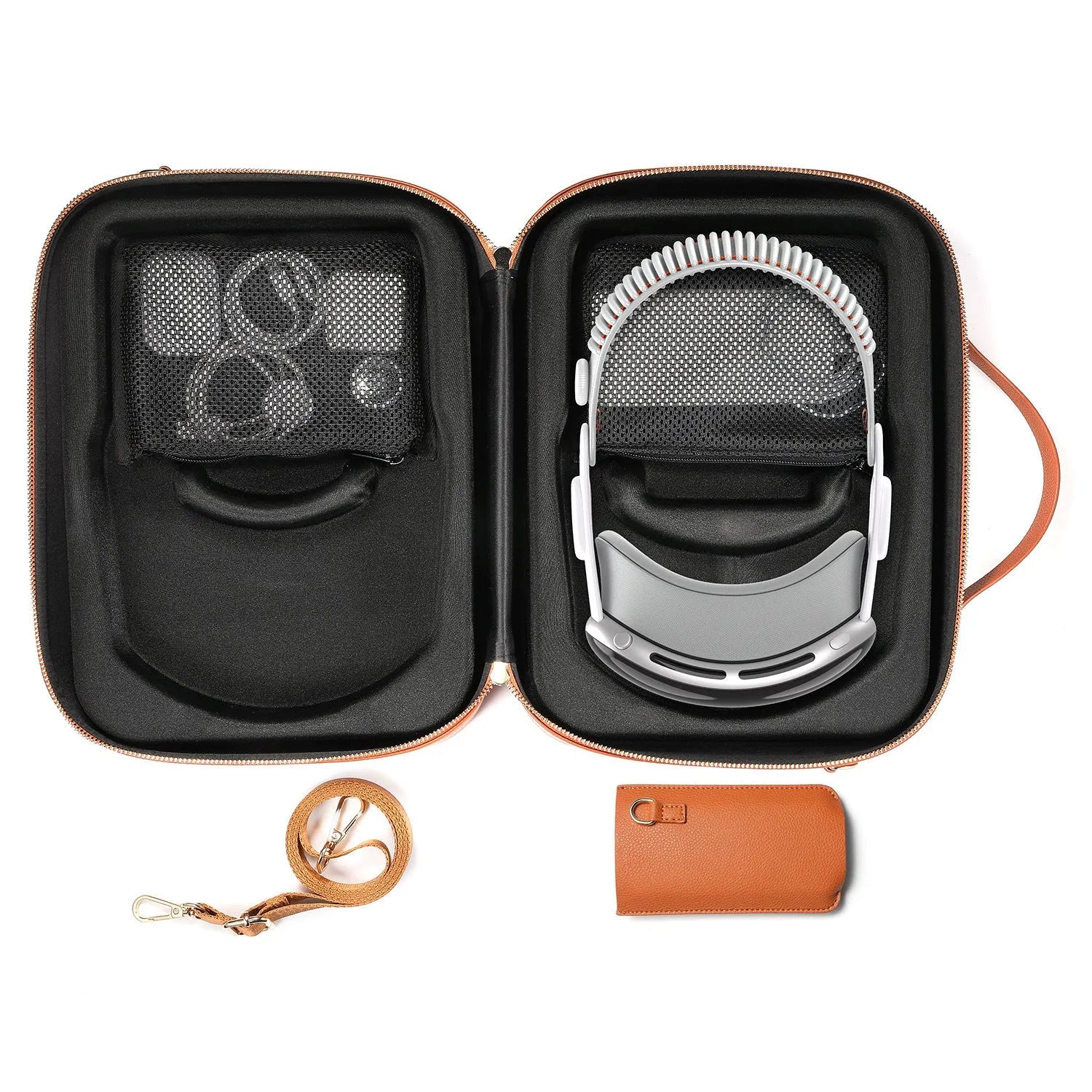 Black superfiber MR glasses storage box for Apple Vision Pro with dimensions shown.