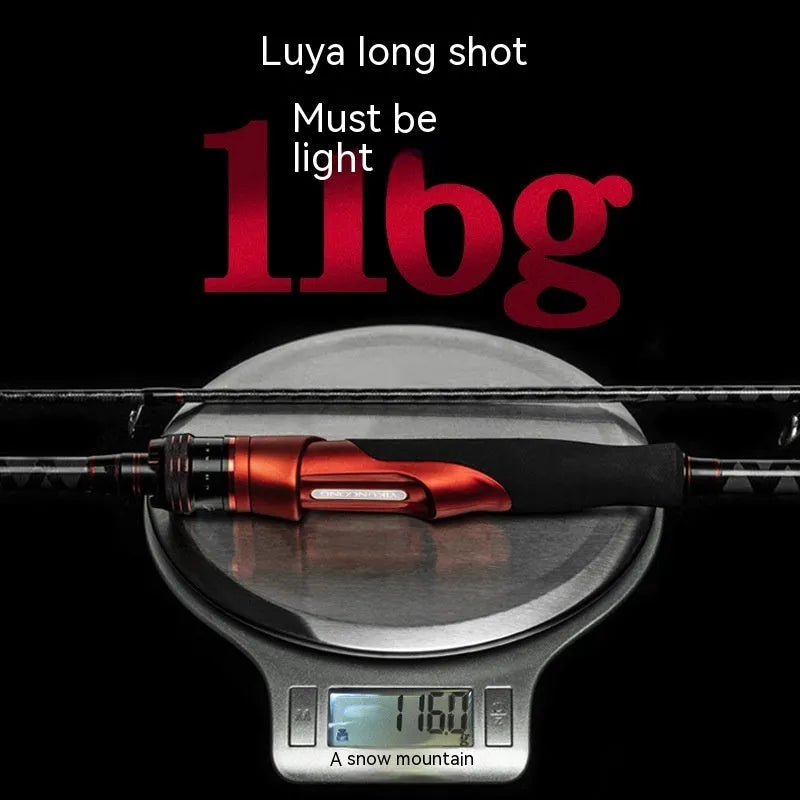 Ultralight carbon fishing rod shown in pikestaff and straight handle styles for lure fishing.