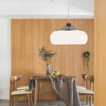 Bauhaus pendant light with three egg tart glass shades in milk white finish