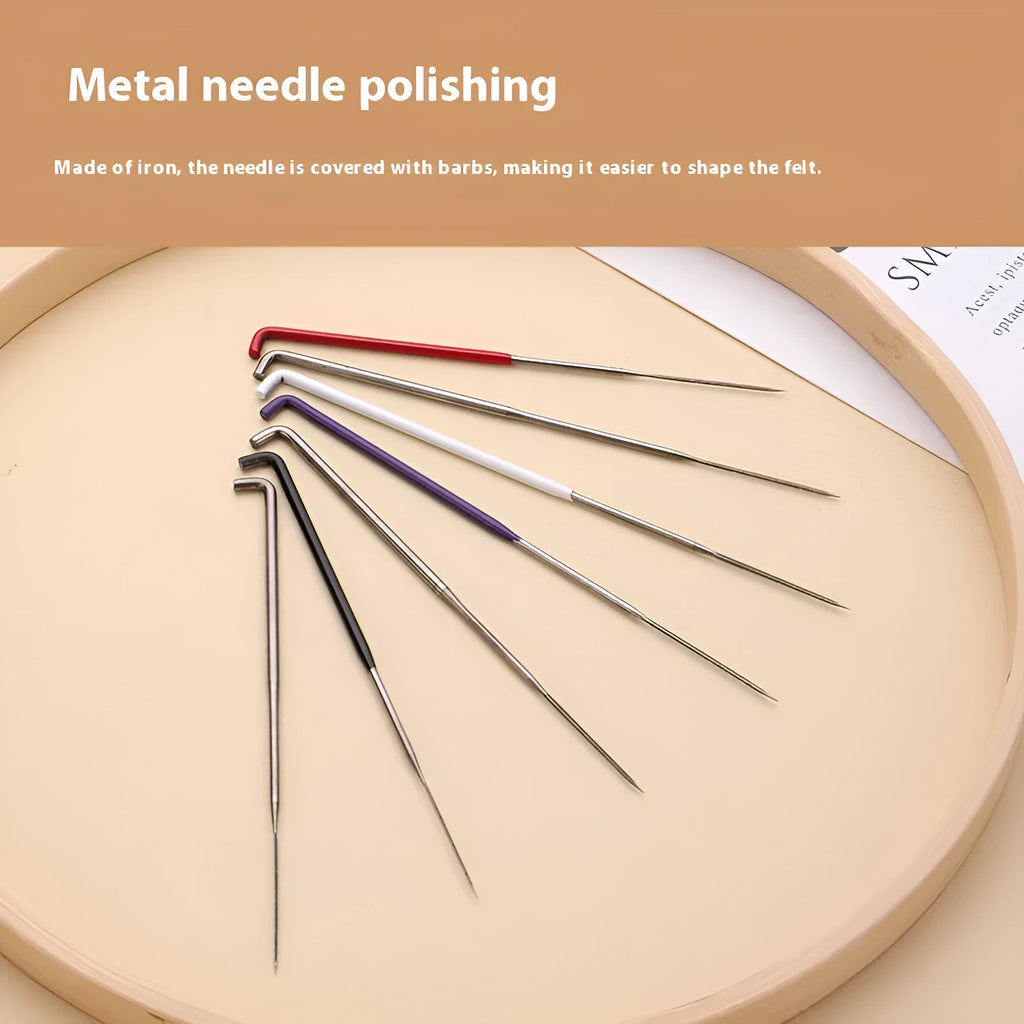 Wool felt stamp pin handicraft tool needle set with oil-free, cyclone, tapered, cone and star needle options