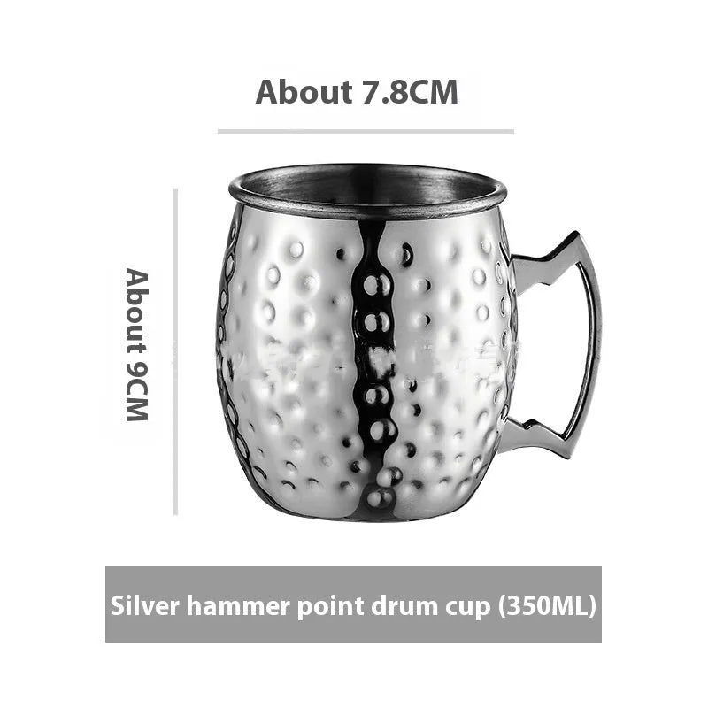 Stainless steel Moscow Mule cup with copper-plated finish in silver, gold, rose gold or black colour options