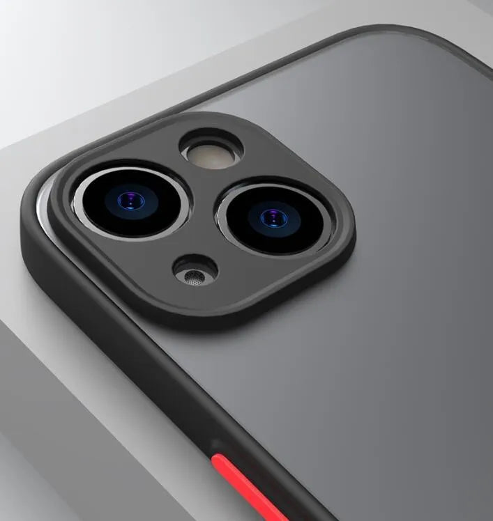 Frosted hard plastic and TPU iPhone protective case in solid colour on a phone.
