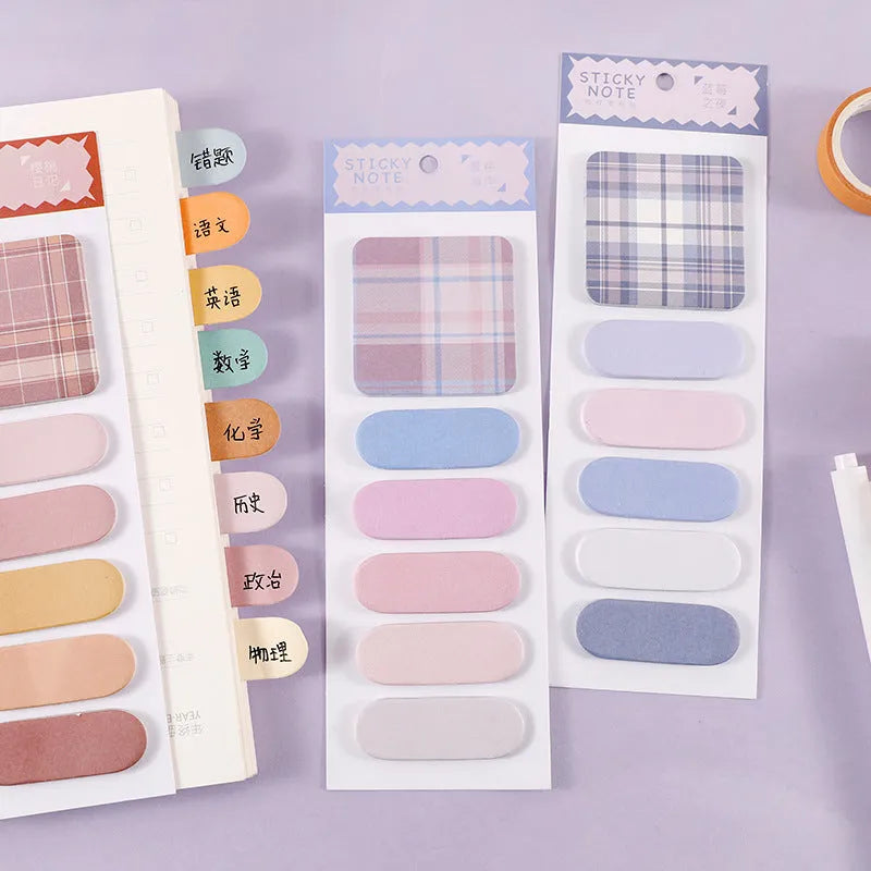 Colourful memo pad pack of sticky notes showing various cover colour options including blue, pink, and green.