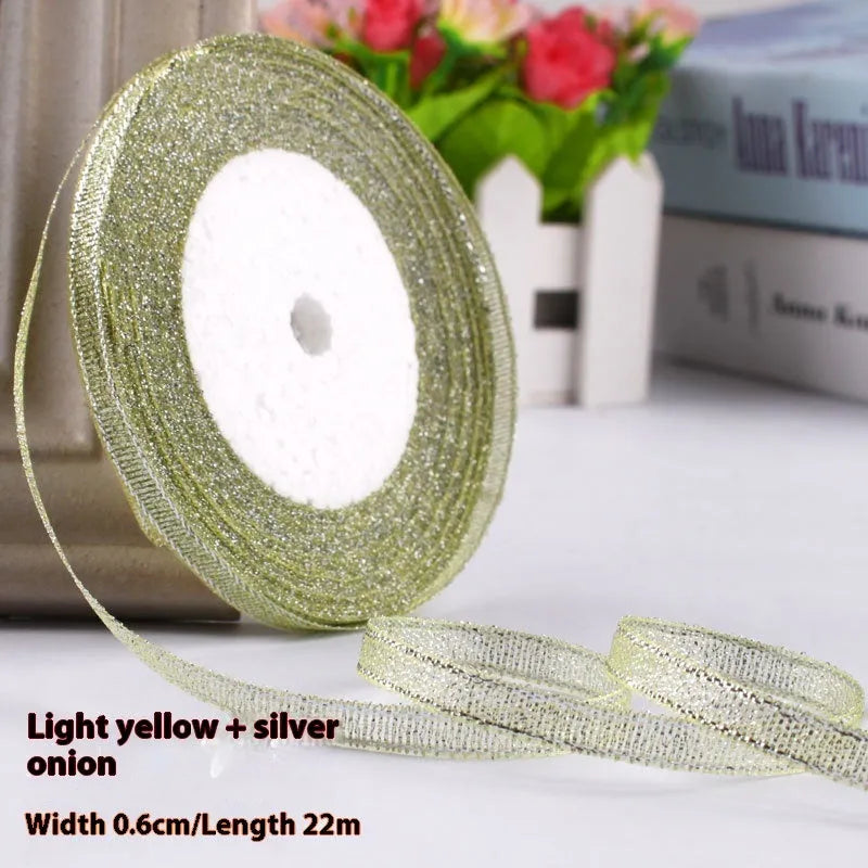 Polyester gift packaging ribbon roll in selected colour, 0.6cm wide decorative band