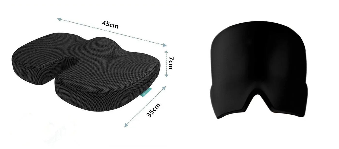 Black elastic cloth gel ice headache relief eye mask showing adjustable headband and cooling gel construction