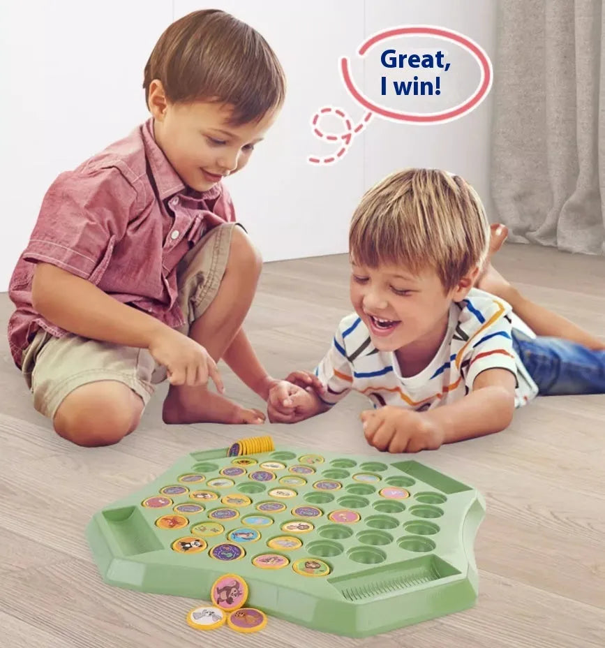 Memory flip chess double battle educational toy in plastic with Animal Style British colour box packaging, 31.5x31.5x4cm