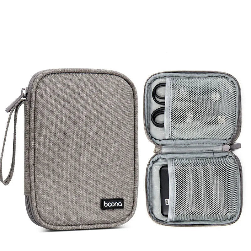 A grey and a black Oxford cloth protective case for a 2.5-inch mobile hard disk.