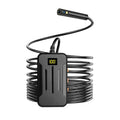 WiFi dual lens endoscope camera with 5.5mm and 8mm probes, magnet, and hook accessories on a table.