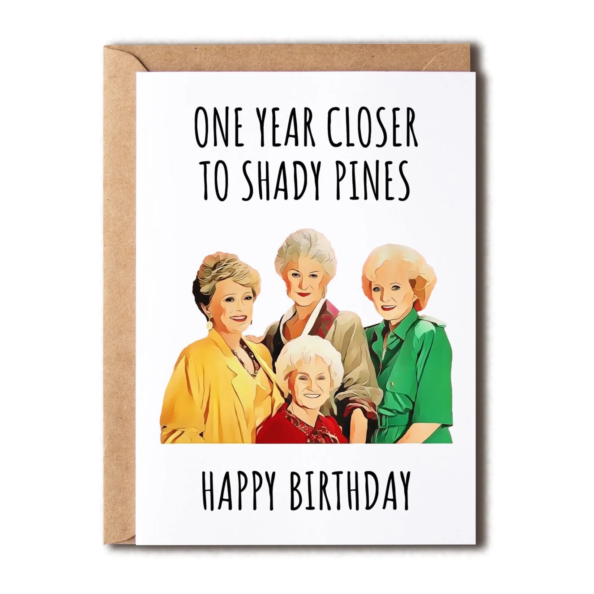 Simple modern birthday greeting card with a selection of colourful and kraft paper envelopes in two sizes.