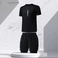 Men's plus size swimming suit set with top and pants in polyester fabric