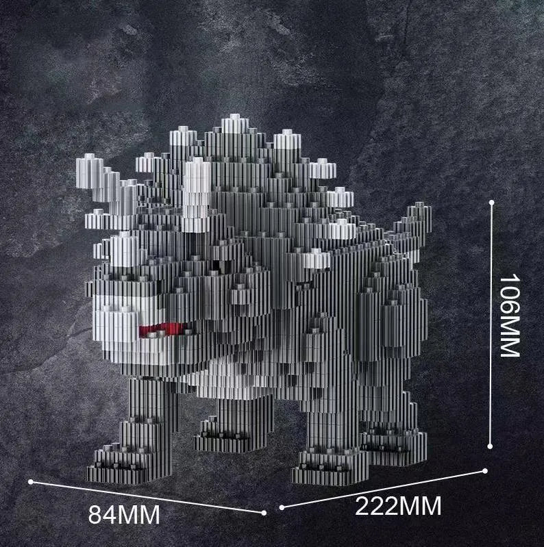 Dinosaur model building blocks set with small diamond particles in colour box packaging
