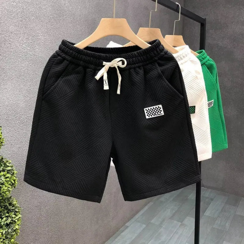 Men's casual sports shorts in white, black or green with micro-elastic polyester fabric