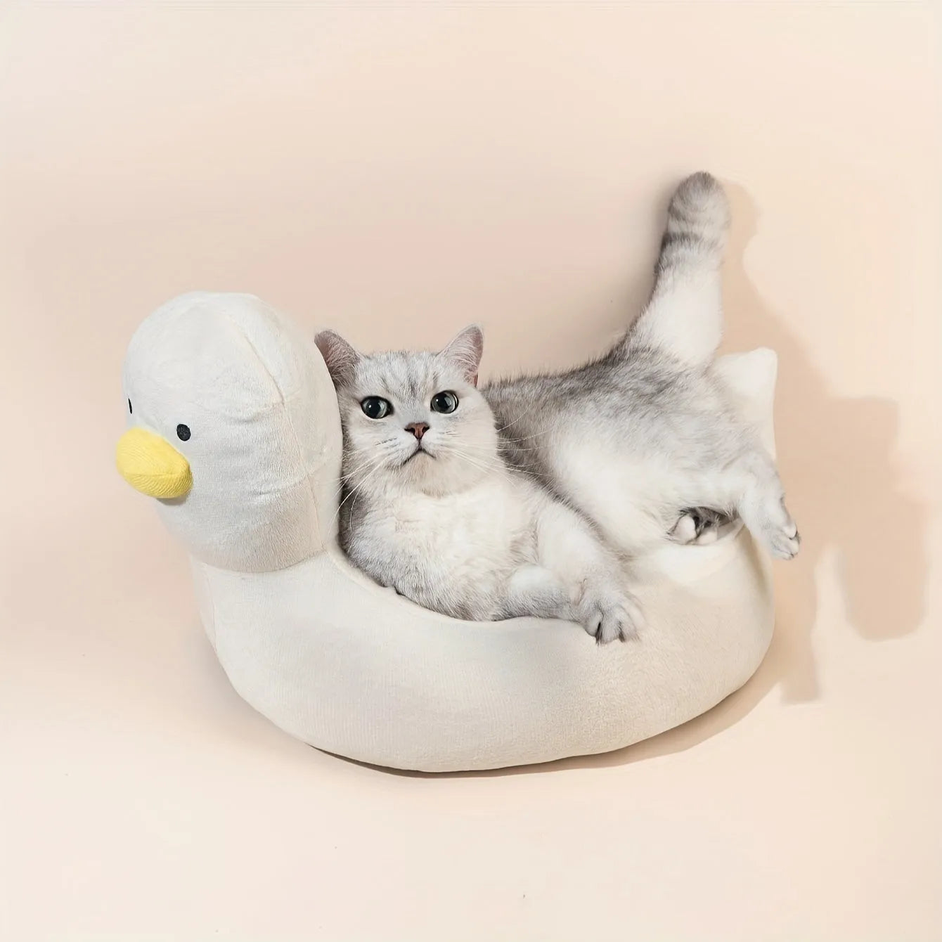 Blue and white duck-shaped soft polyester pet bed sofa for small dogs and cats