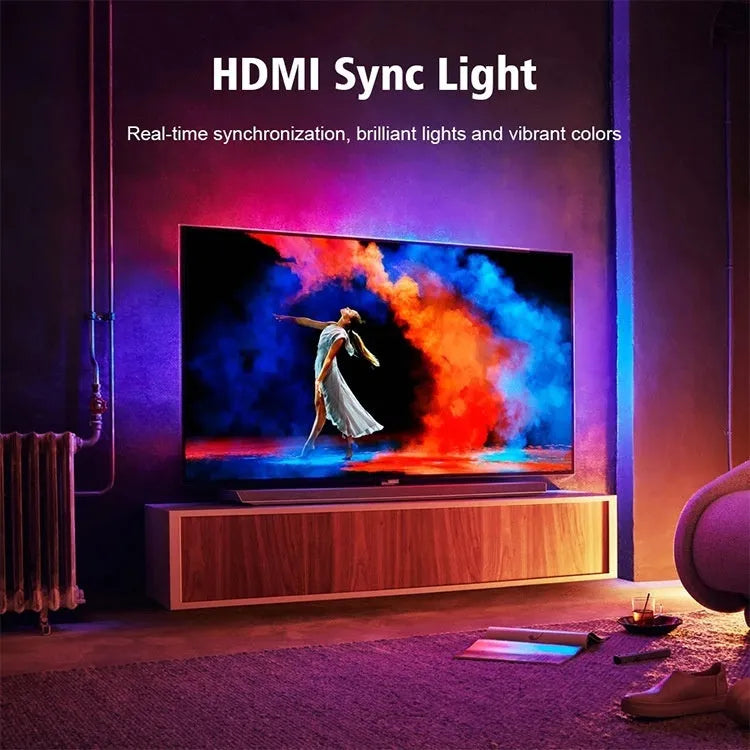 TV sync ambience LED strip with 30 beads and app control, suitable for 32-43 inch TV background