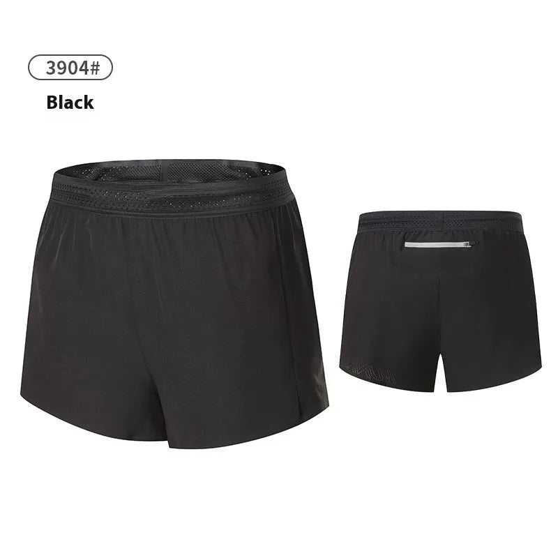 Men's solid colour low-waist polyester basketball shorts laid flat, showing short length and athletic design.