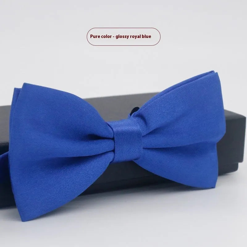 Solid colour flat head polyester bow tie for formal wear and weddings