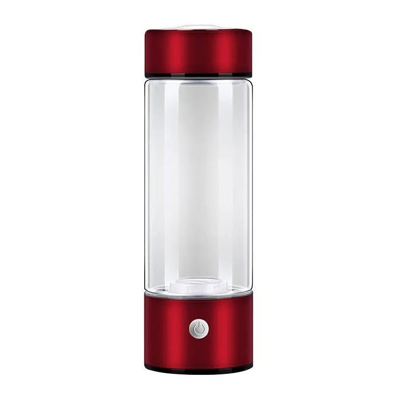 Rechargeable hydrogen water bottle generator in black with borosilicate glass and 401-500ml capacity