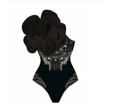 One-piece swimsuit in solid colour with European and American sizing for swimming activities