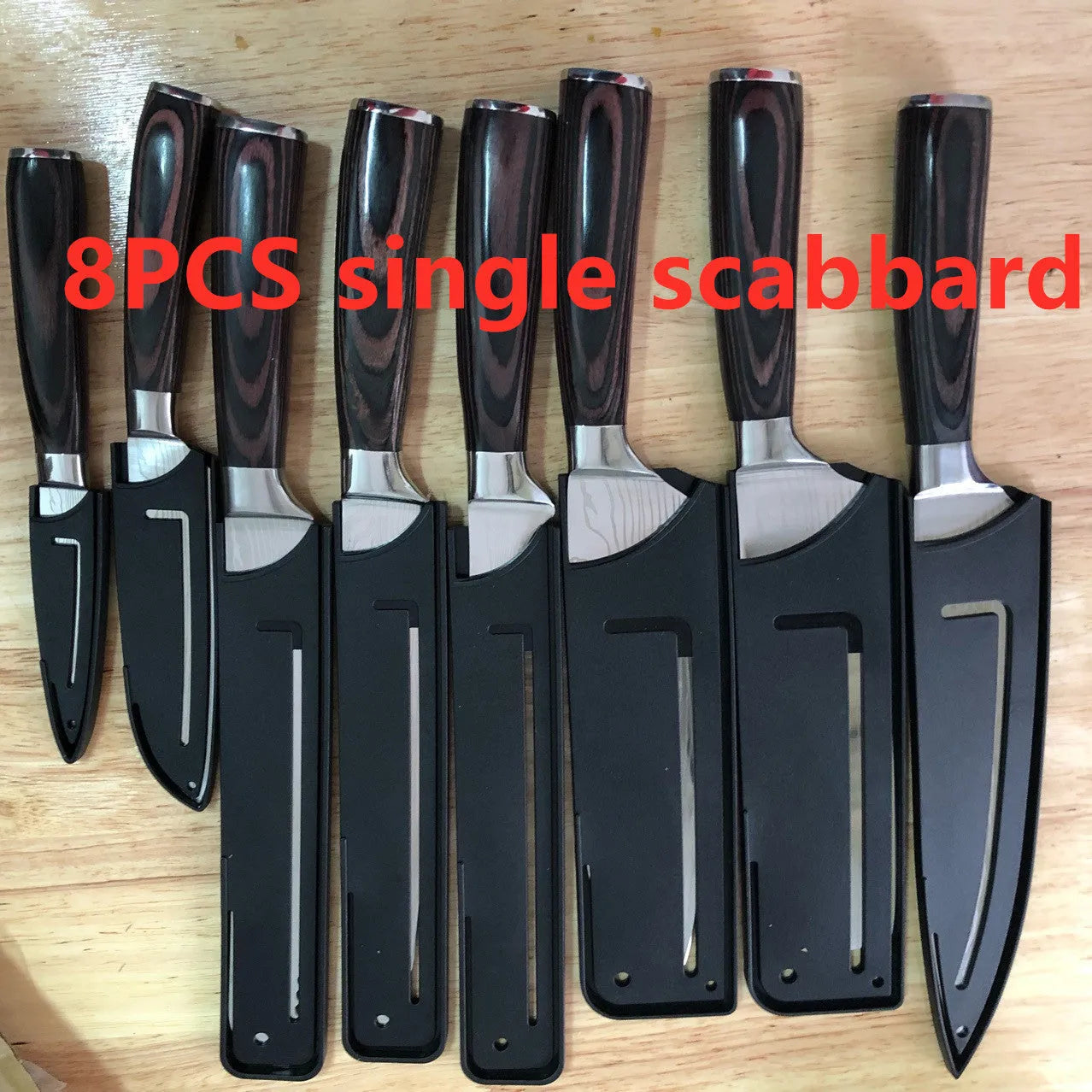 7CR17 stainless steel chef knife with laser Damascus pattern and colour steel handle