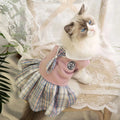 Blue tartan princess-style skirt for dogs and cats on a mannequin