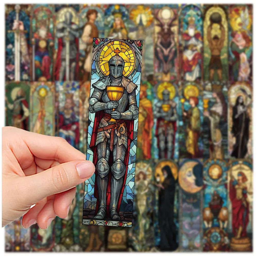 30 handmade paper bookmarks with painted glass tarot designs in cute style for reading and crafts