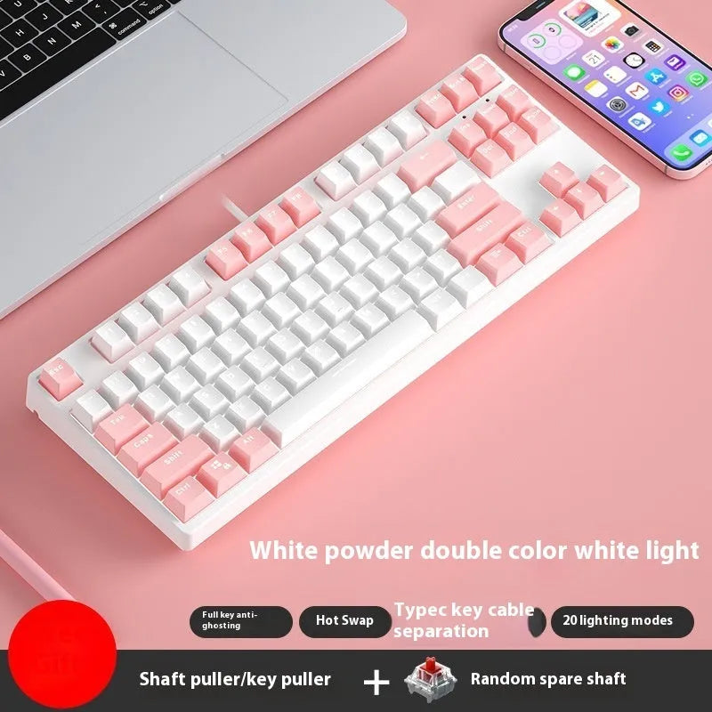 87-key wired mechanical keyboard with two-colour backlighting and hot-swappable switches