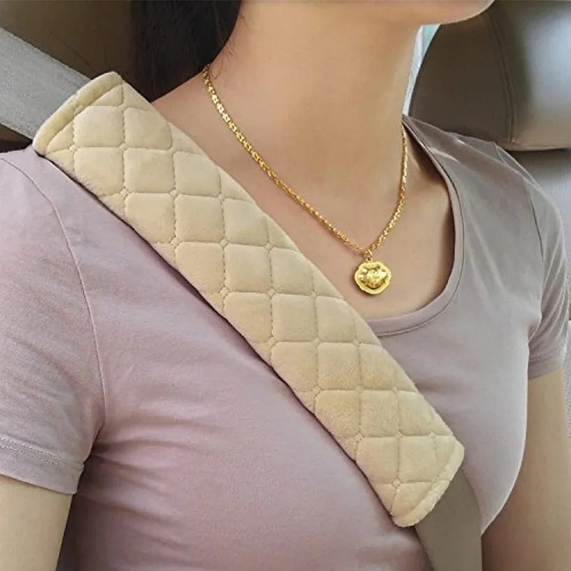 Black cotton car seat belt shoulder pad for children, size 26.5x6cm