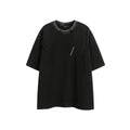 Man's loose fit retro half-sleeve t-shirt with embroidered wash finish in purple.
