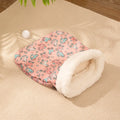 Pink Trojan design flannel cat sleeping bag nest measuring 50cm by 40cm