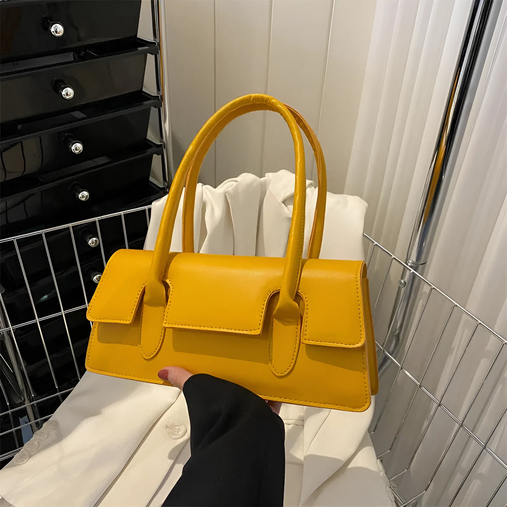 Women's small square shoulder bag in PU leather with stitching detail