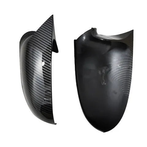 Pair of horn bright black plastic mirror outer shells for Volkswagen Sagitar