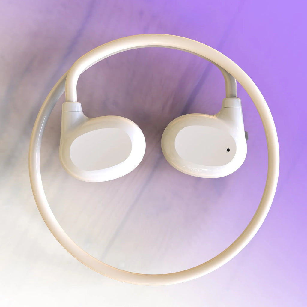 Ear hook OWS Bluetooth headset in black with compact ABS body and over-ear design