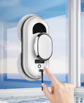 White full-automatic high altitude cleaning machine with remote control and cleaning cloths