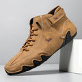 Men's brown octopus design high-top Martin boots with flat rubber sole